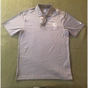 Under Armour 2016 Ryder Cup Polo Shirt Mens SMALL Golf Grey Loose Heat Gear